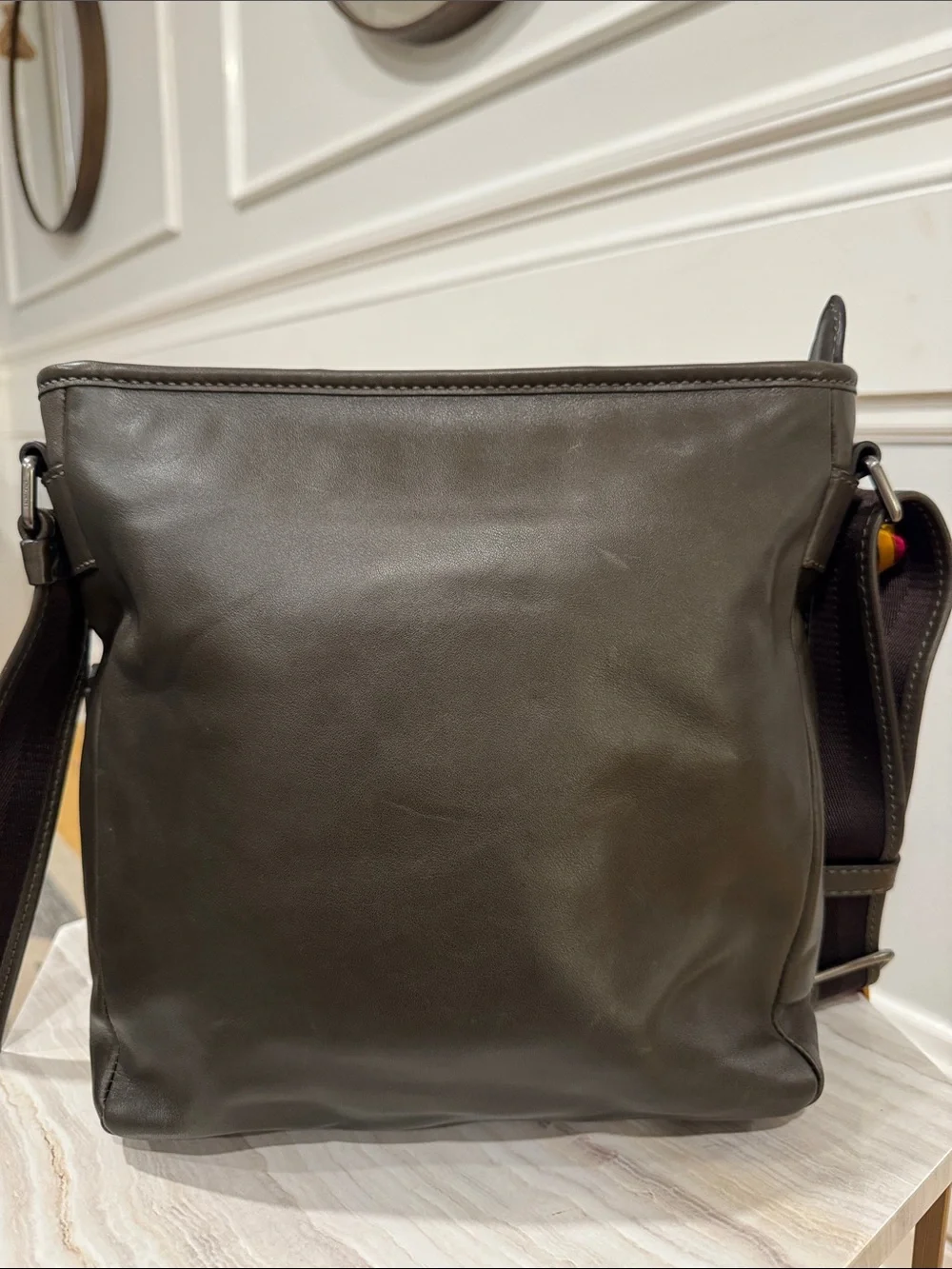 Coach Bag Messenger Dark Olive Green Leather Crossbody Bag
